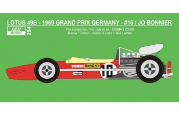 Decal – Lotus 49B - 1969 GP Germany - Jo Bonnier 1/20